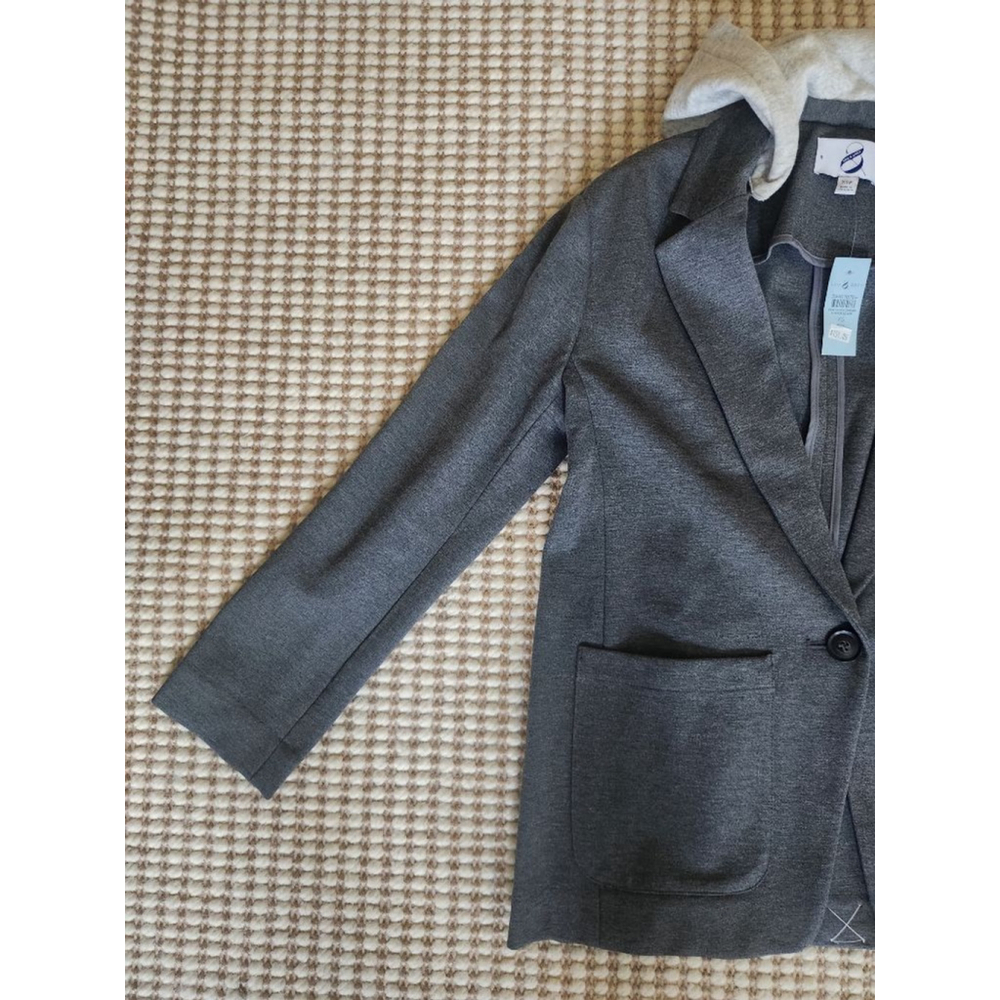 Women's Lou & Grey Gray Hooded Blazer XSP NWT Minimalist Clean Girl Core - Picture 3 of 8